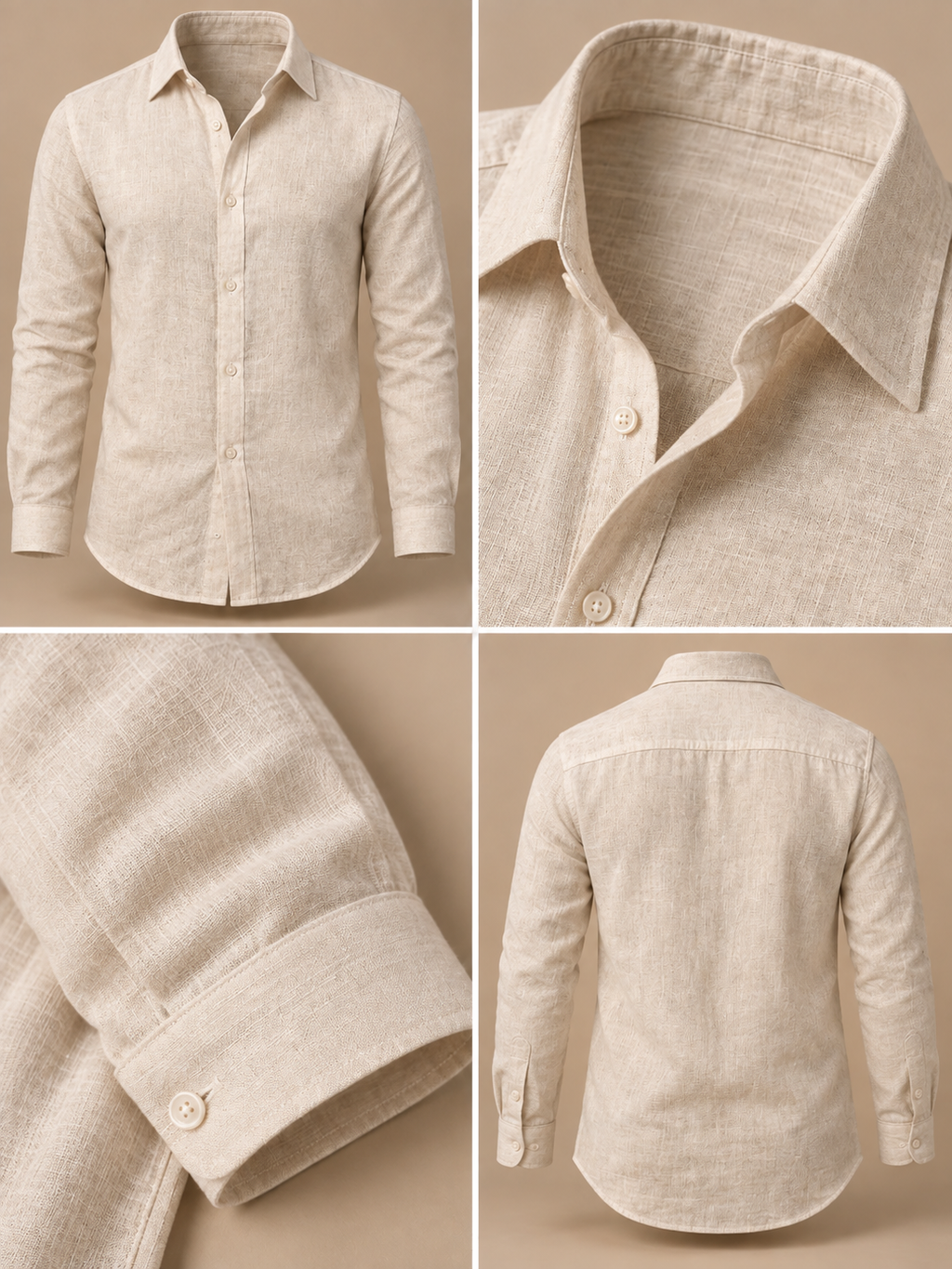 Beige Linen Shirt & Pant Set