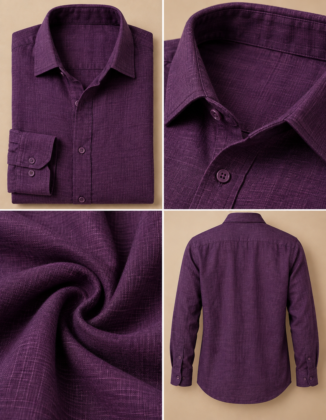 Purple Linen Shirt & Pant Set