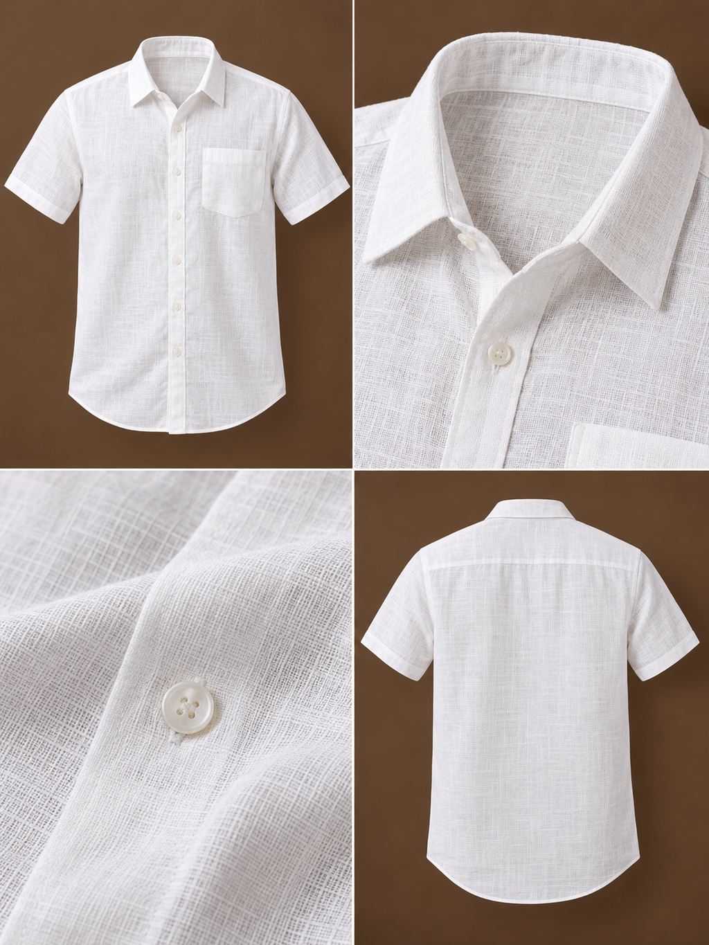 White Linen Half Sleeve Shirt & Pant Set
