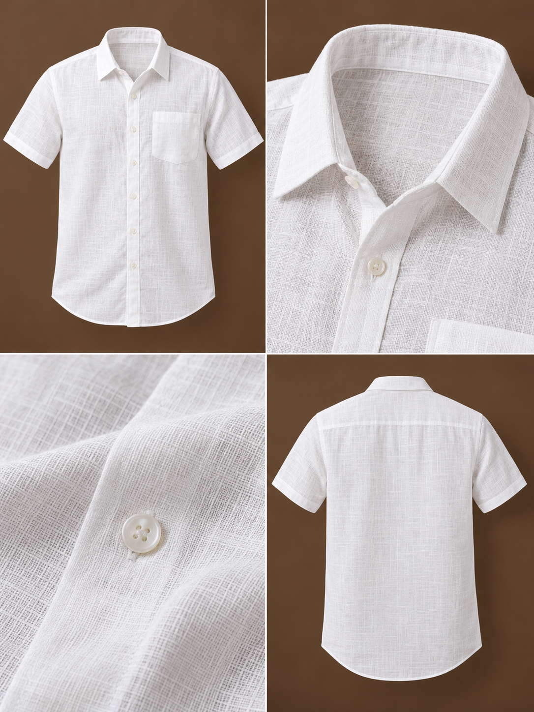 White Linen Half Sleeve Shirt & Pant Set