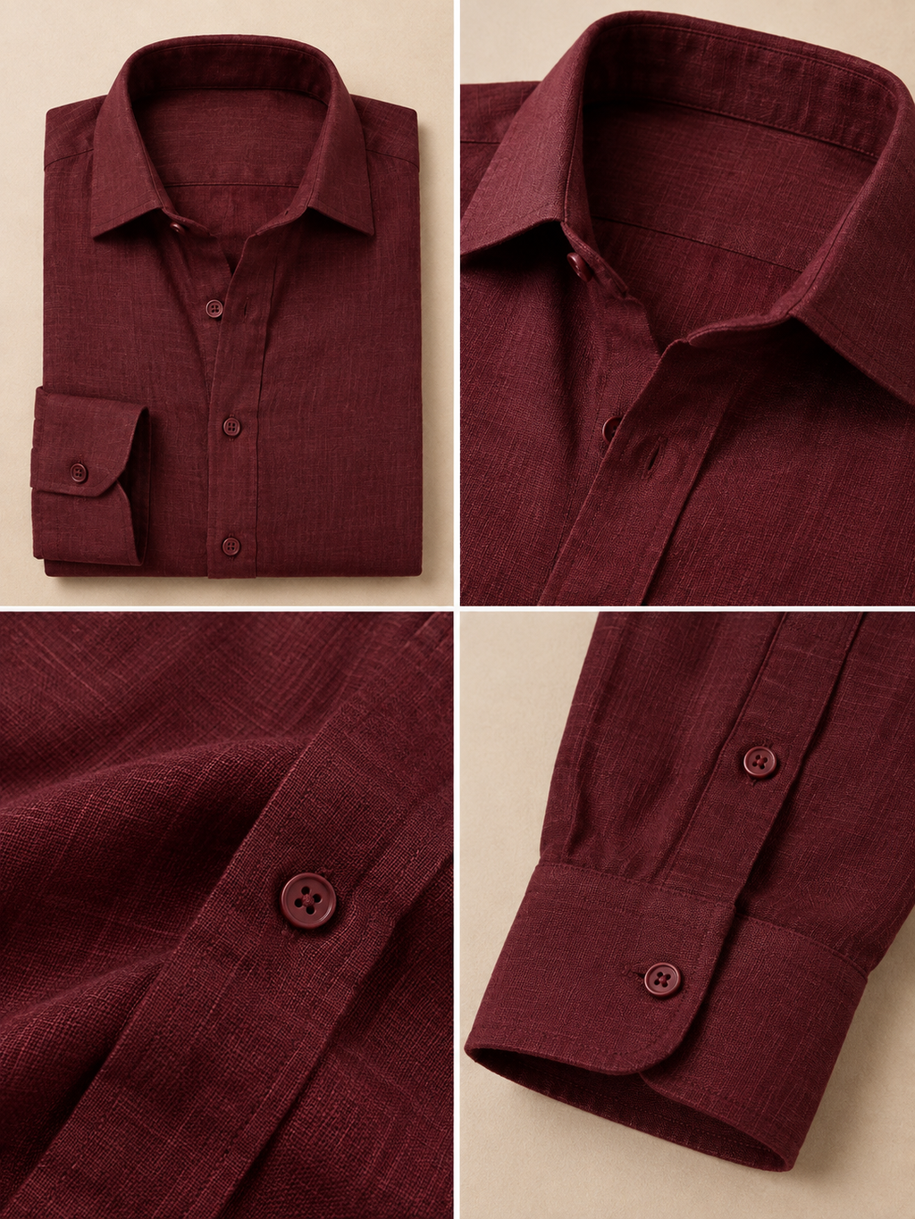 Maroon Linen Shirt & Pant Set