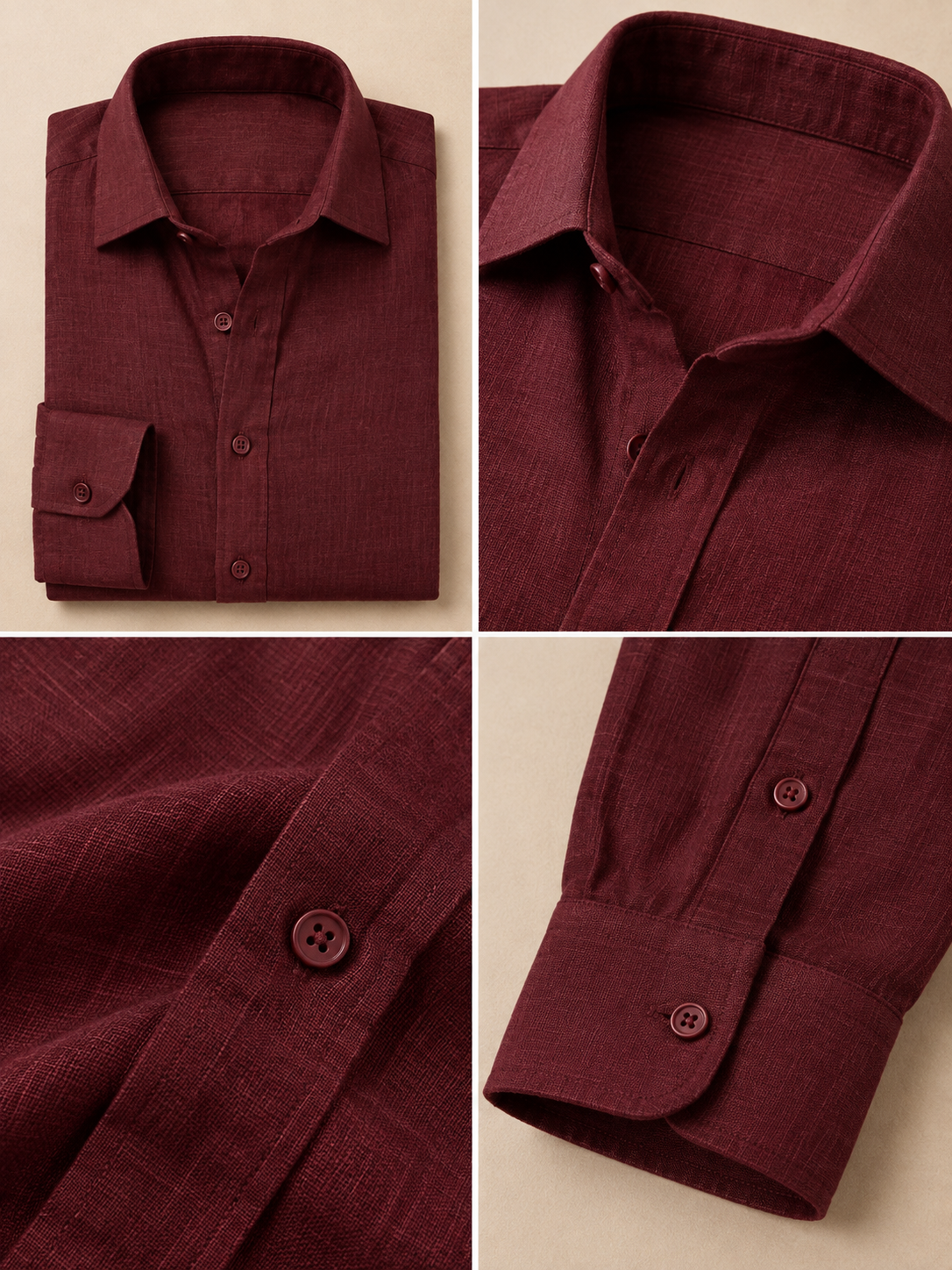 Maroon Linen Shirt & Pant Set