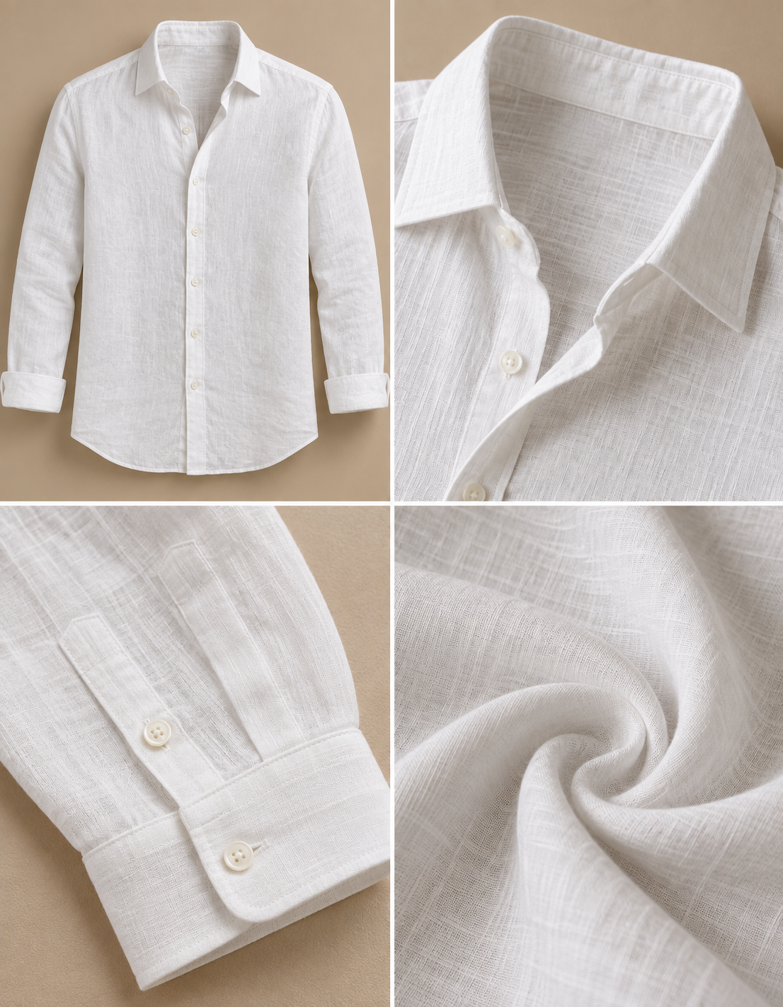 White Linen Shirt & White Pant Set