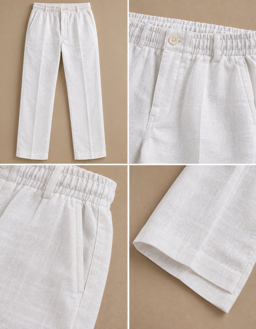 White Linen Shirt & White Pant Set