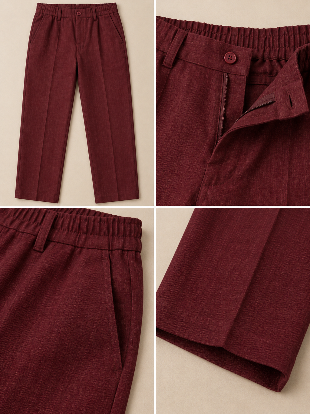Maroon Linen Shirt & Pant Set