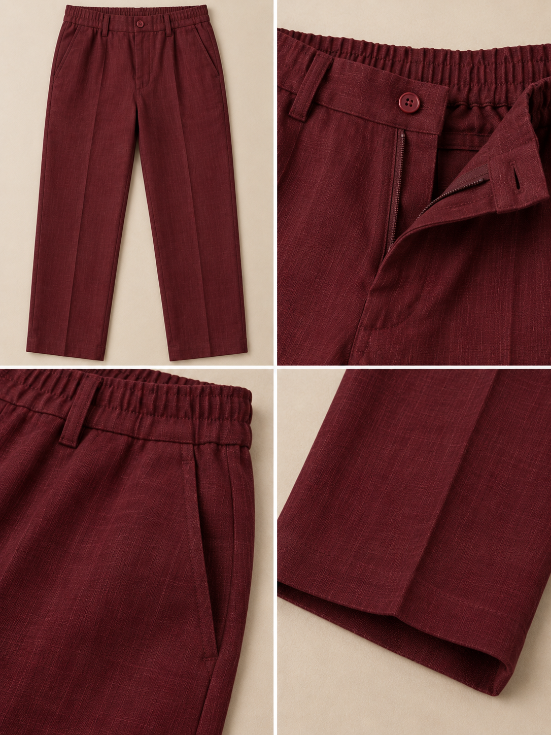 Maroon Linen Shirt & Pant Set