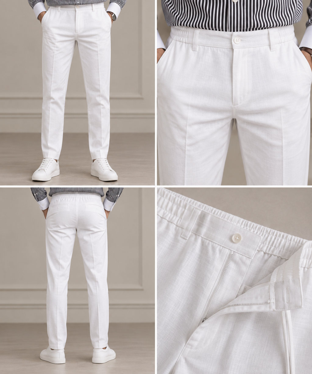 Black Striped Shirt & White Pant Set