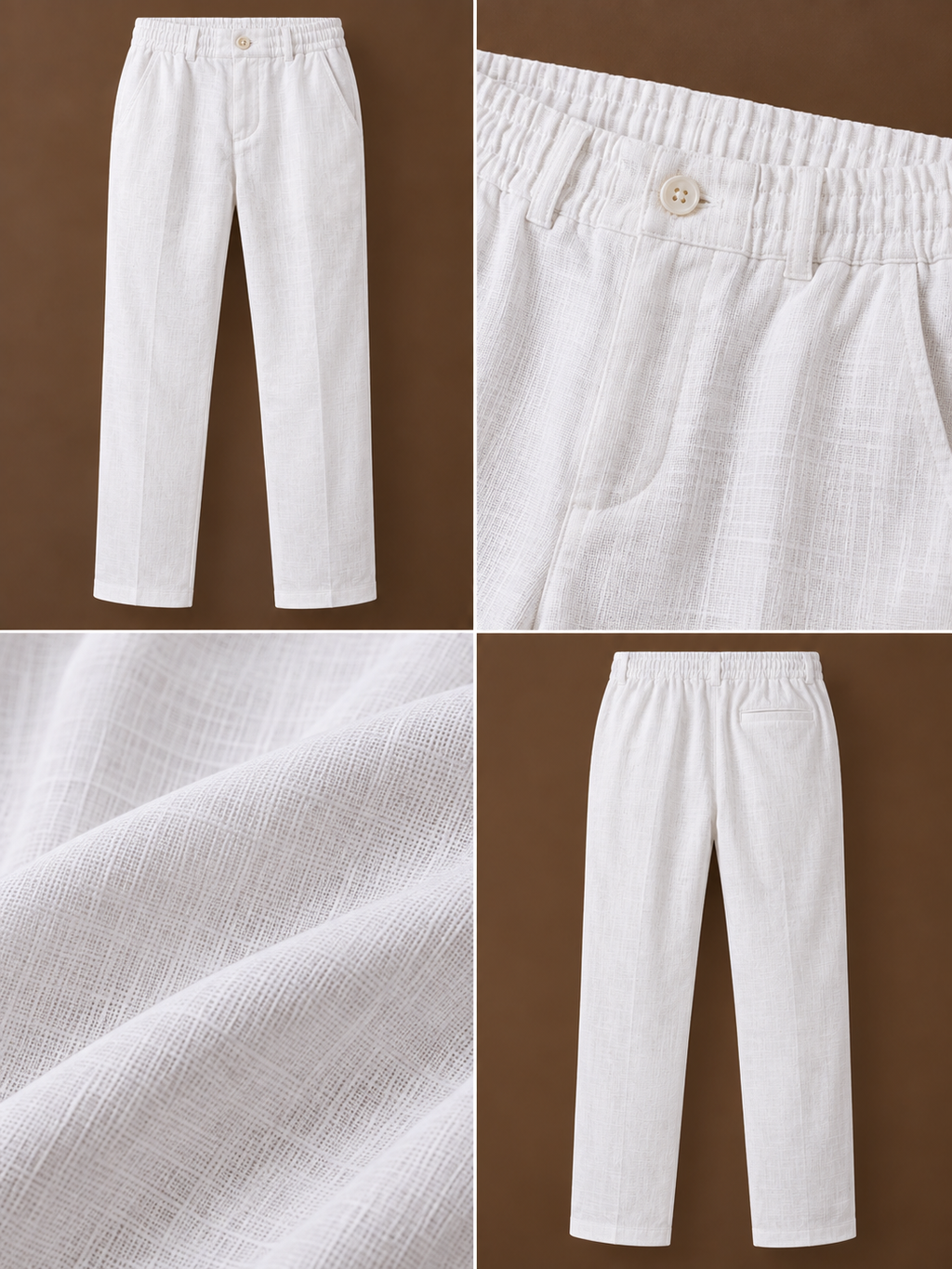 White Linen Half Sleeve Shirt & Pant Set