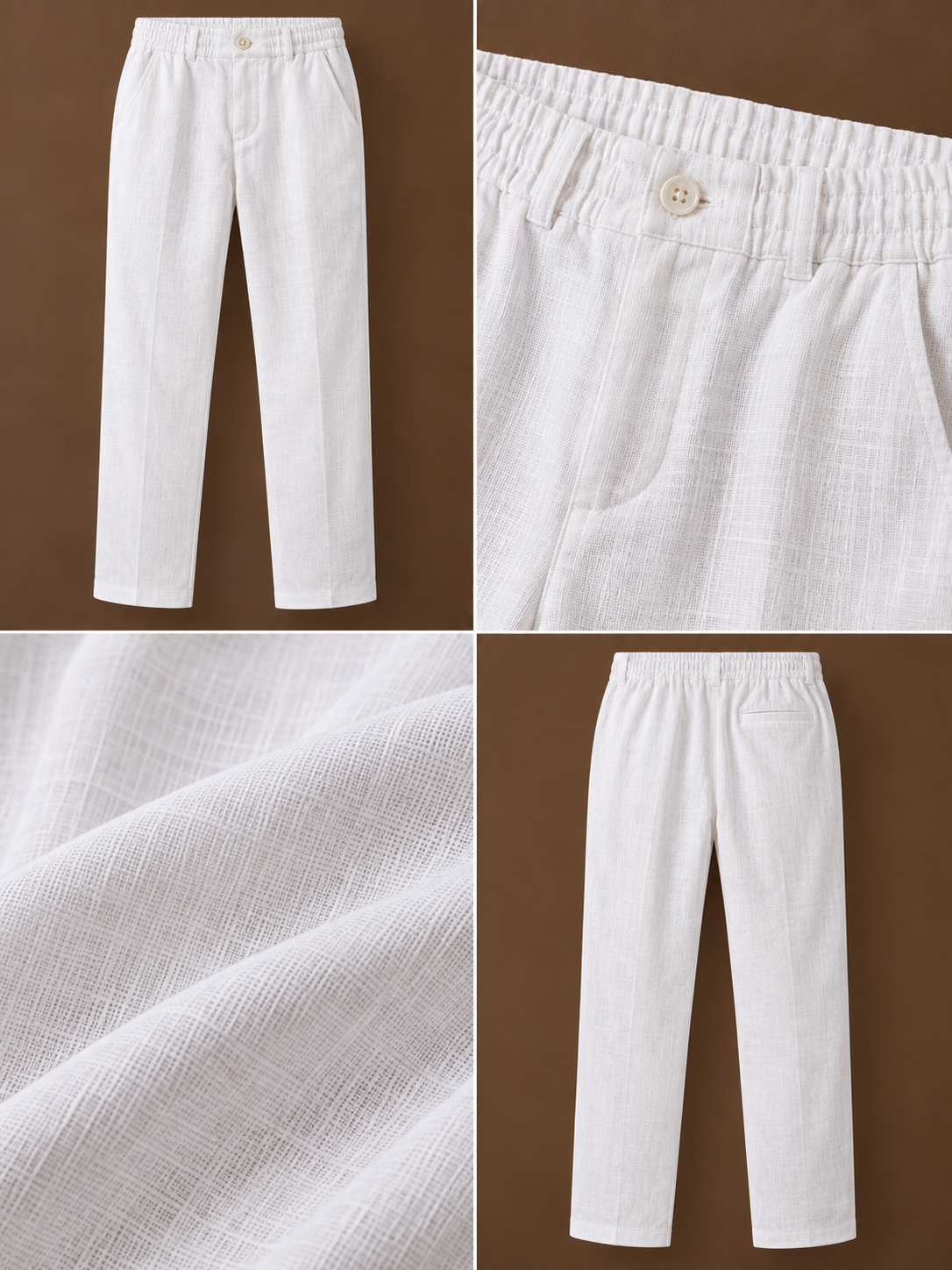 White Linen Half Sleeve Shirt & Pant Set