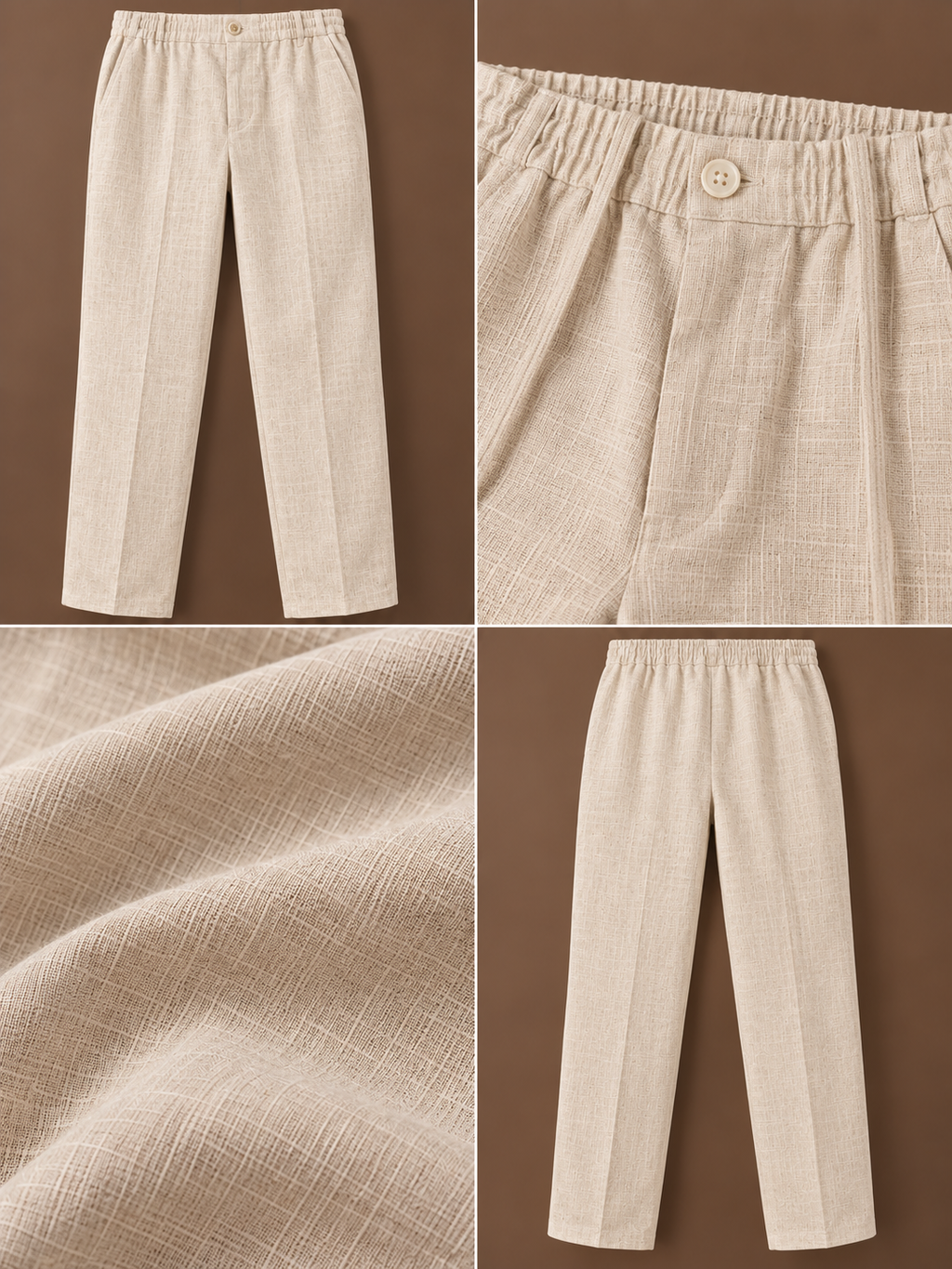 Beige Linen Half Sleeve Shirt & Pant Set