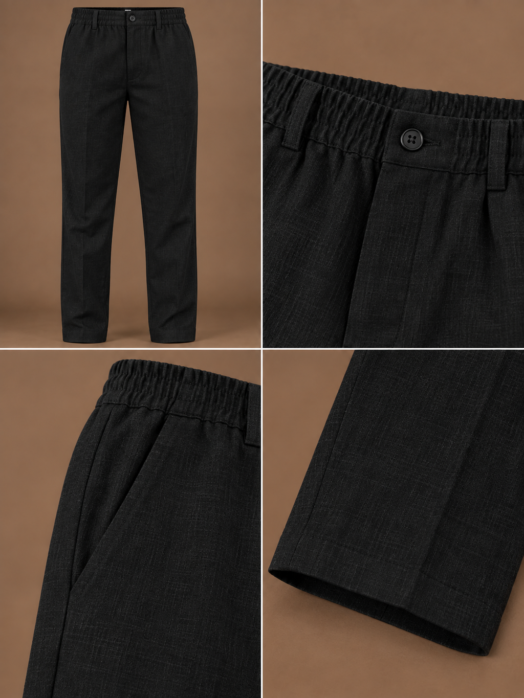 Black Linen Half Sleeve Shirt & Pant Set
