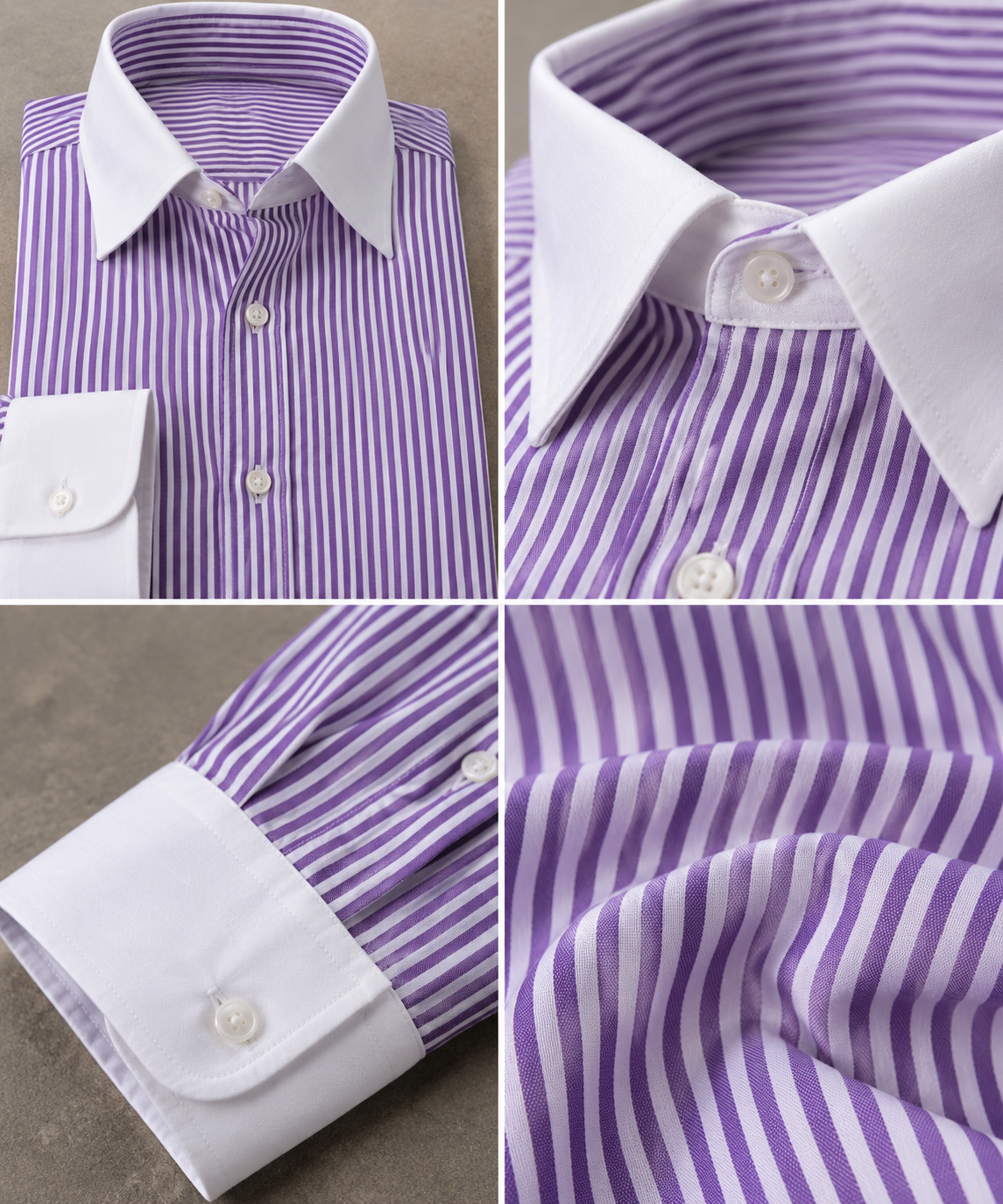 Purple Striped Shirt & White Pant Set