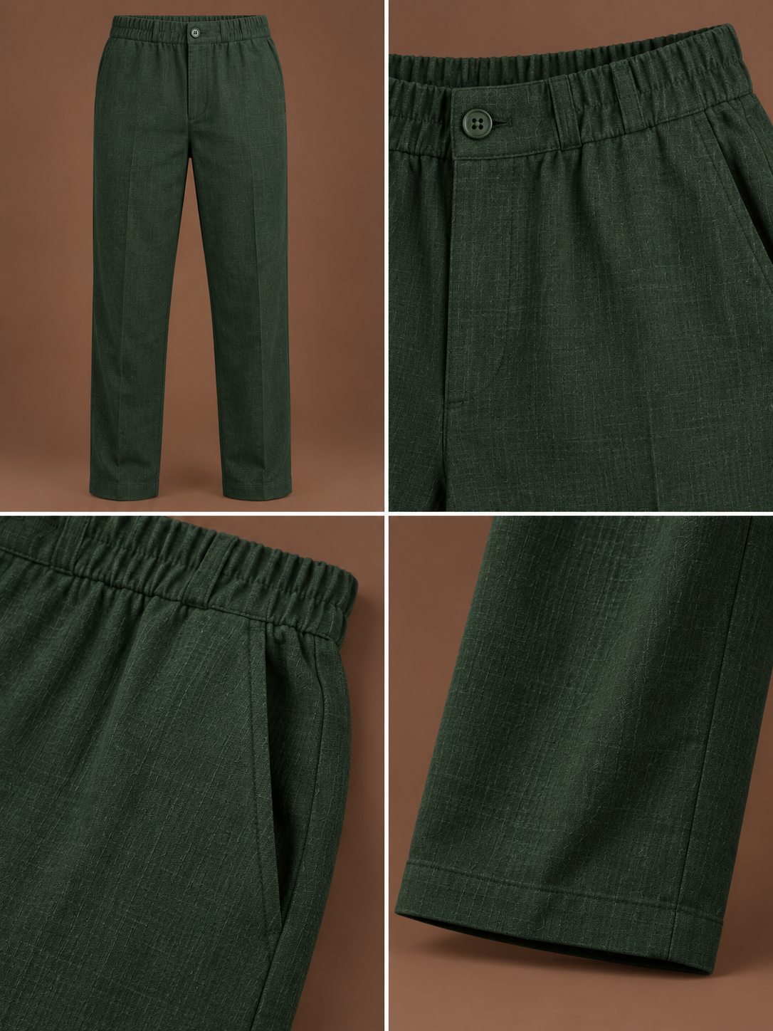 Green Linen Half Sleeve Shirt & Pant Set