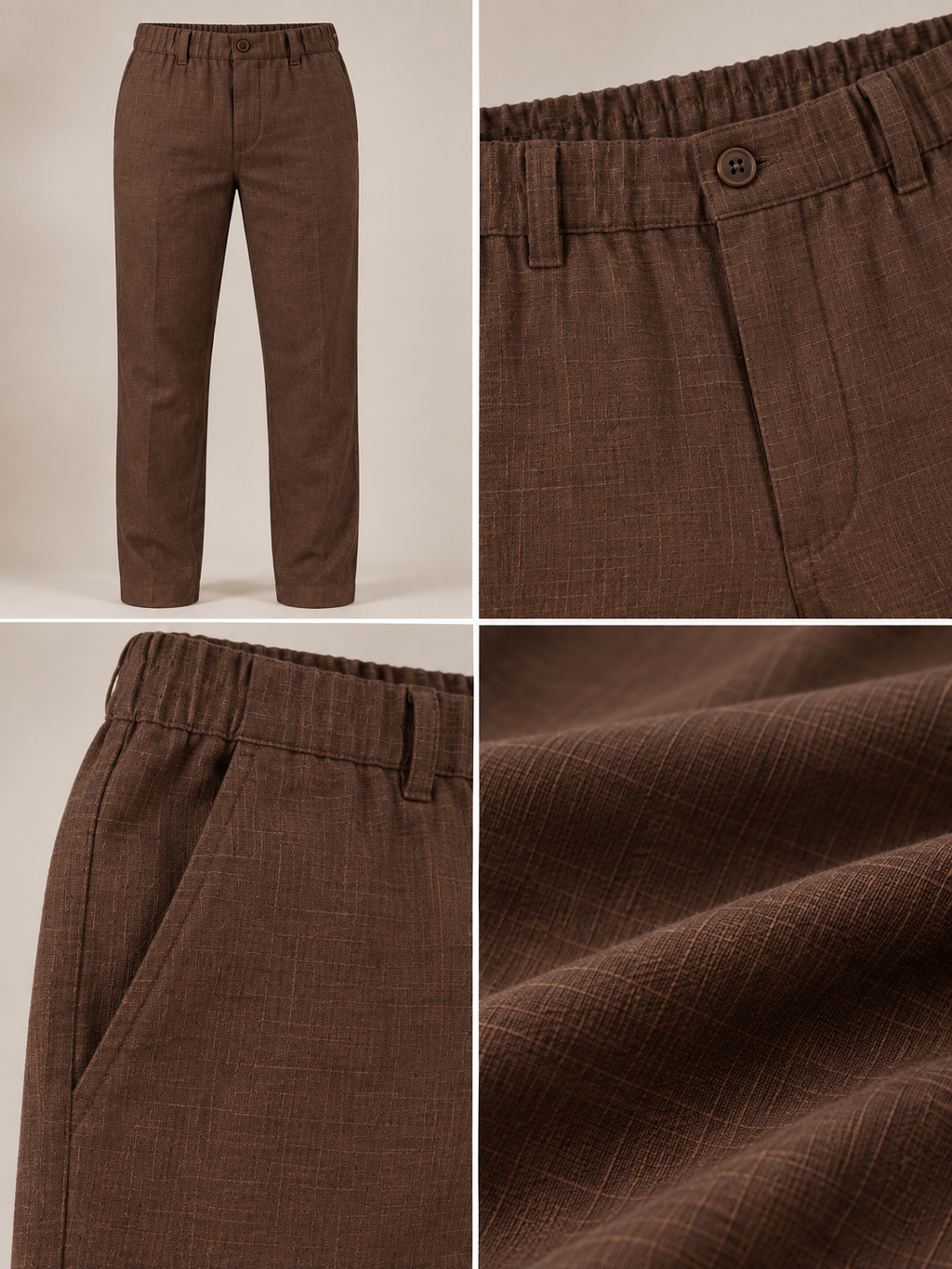 Brown Linen Half Sleeve Shirt & Pant Set
