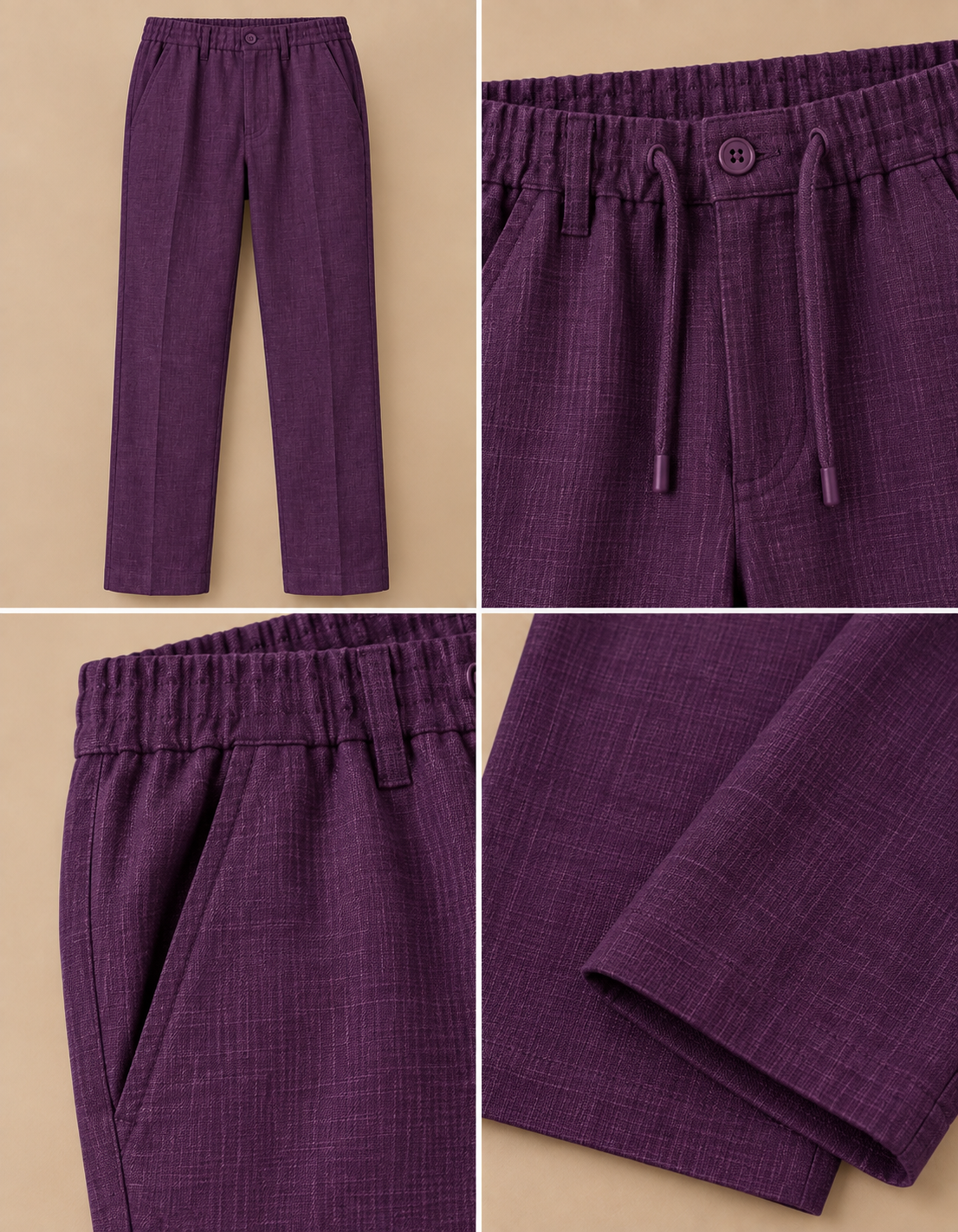 Purple Linen Shirt & Pant Set