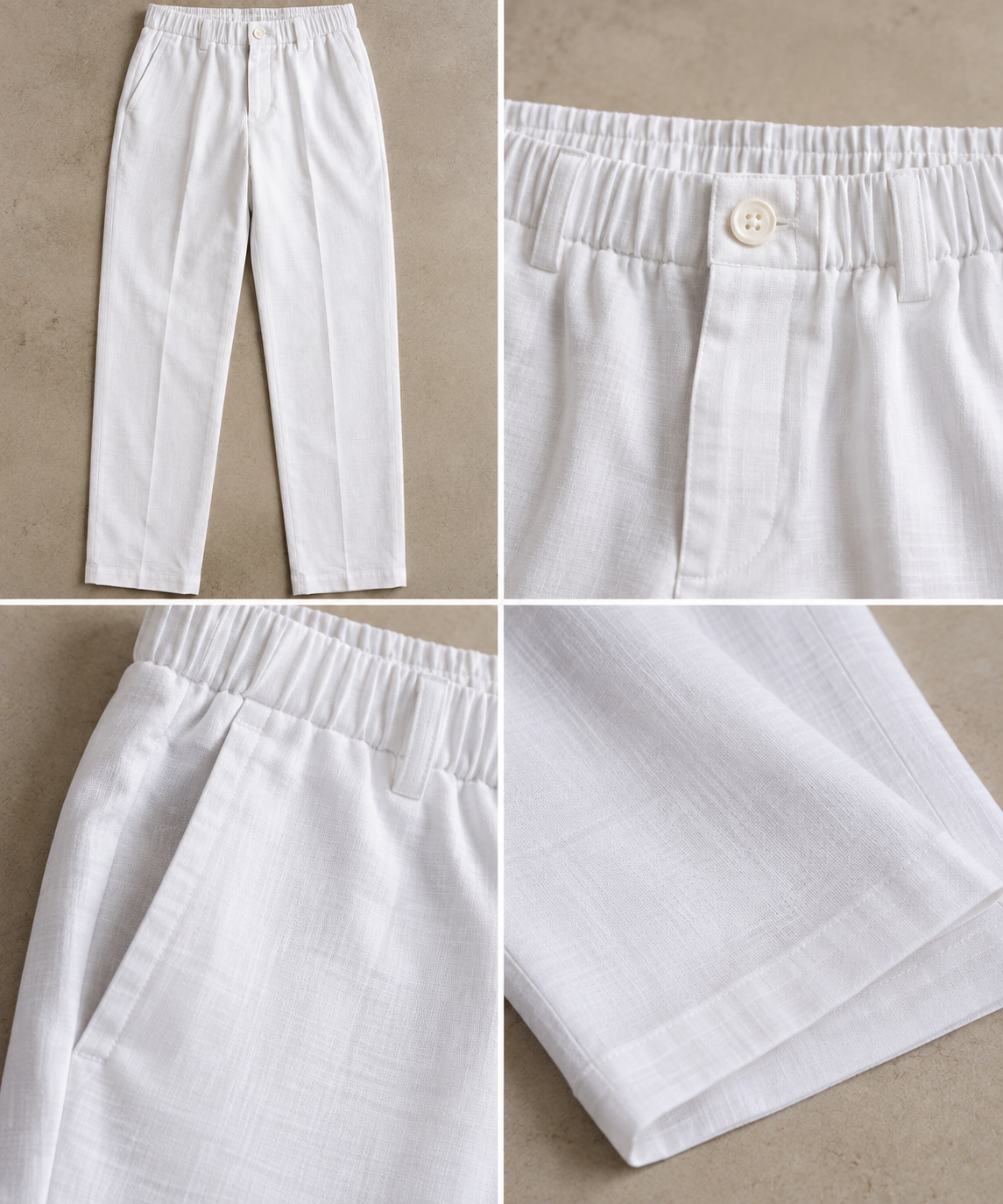 Sky Striped Shirt & White Pant Set