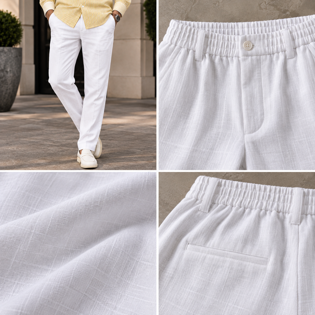 Yellow Striped Shirt & White Pant Set