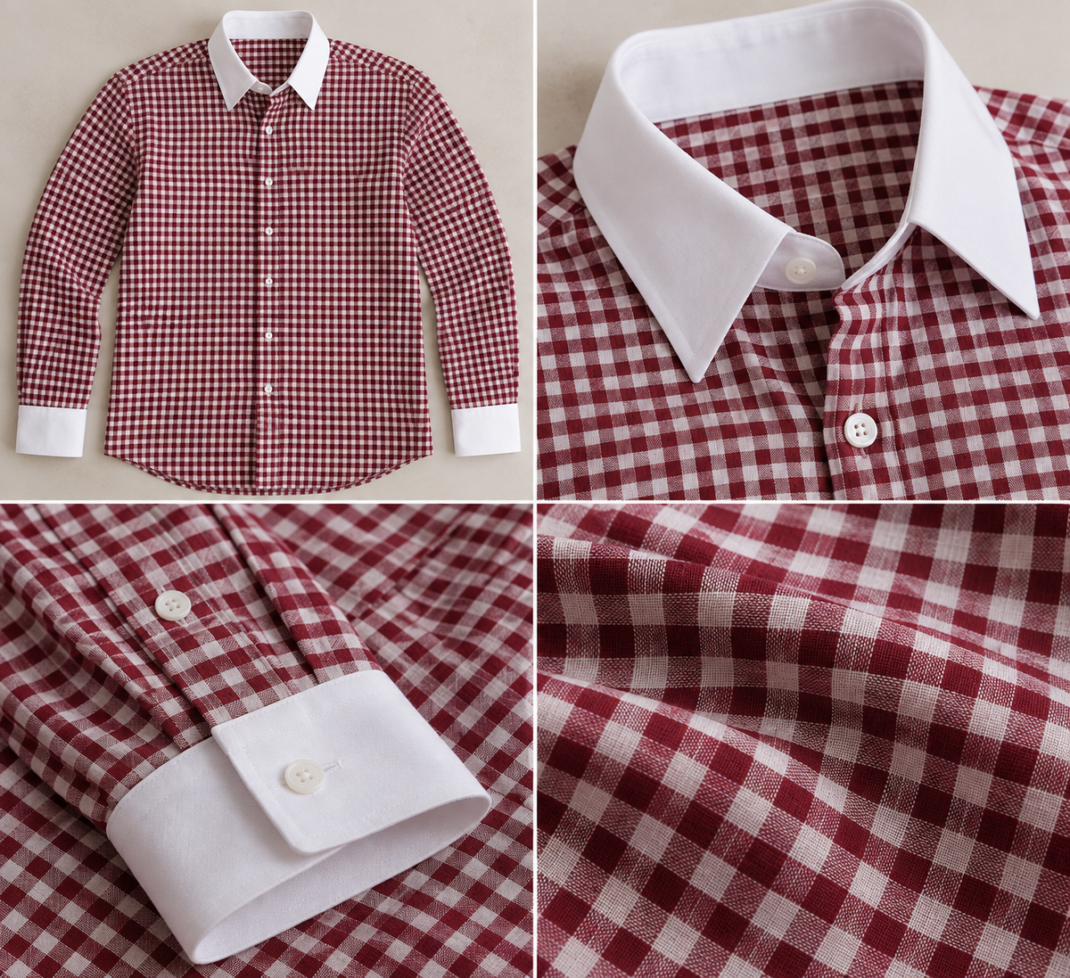 Maroon Checked Shirt & White Pant Set
