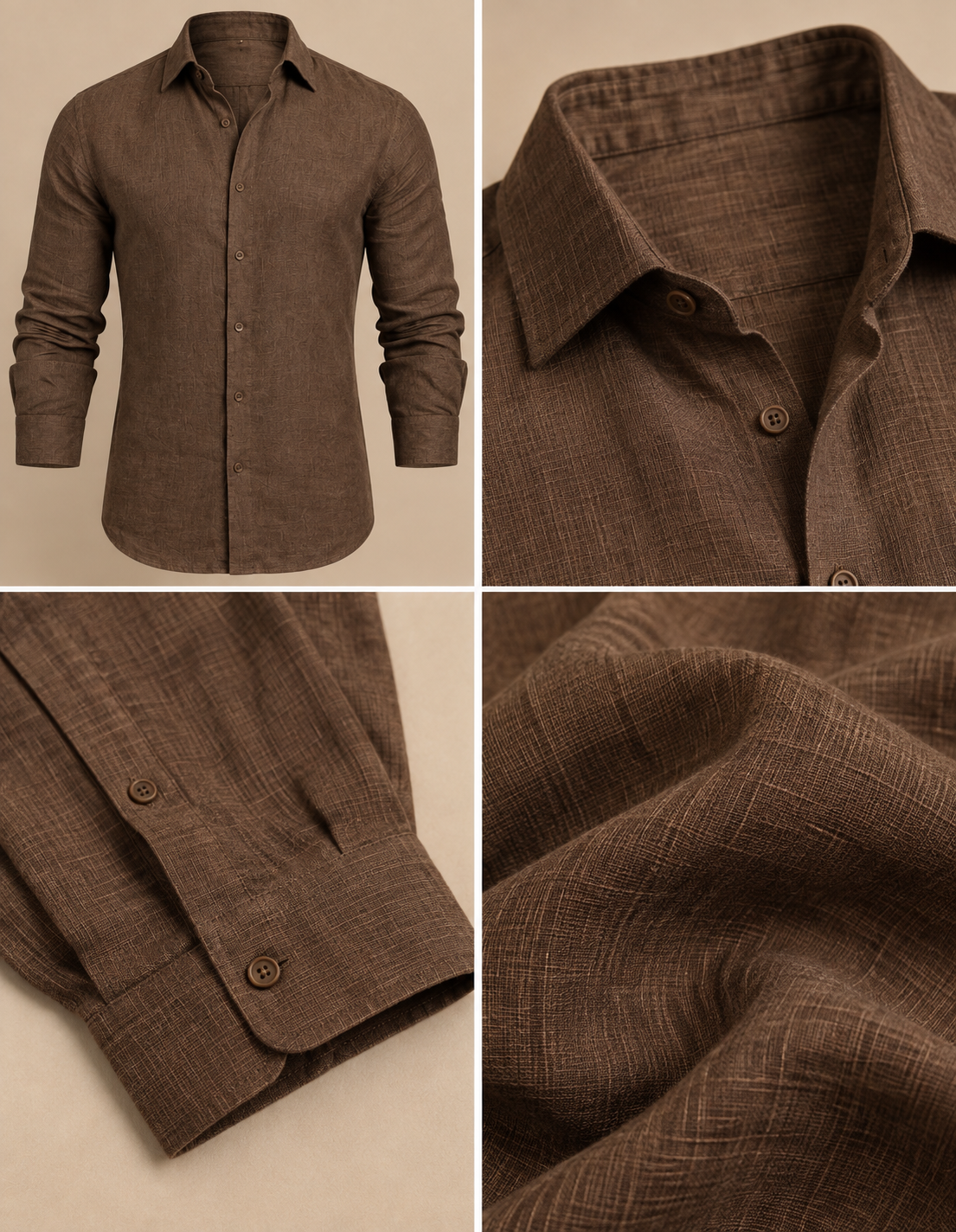 Brown Linen Shirt & Pant Set