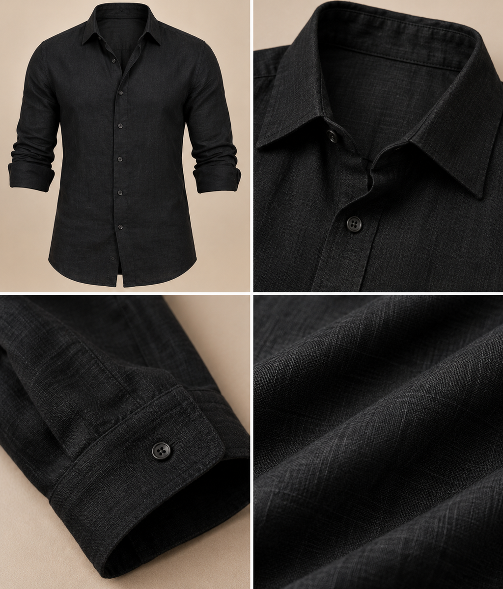 Black Linen Shirt & Pant Set