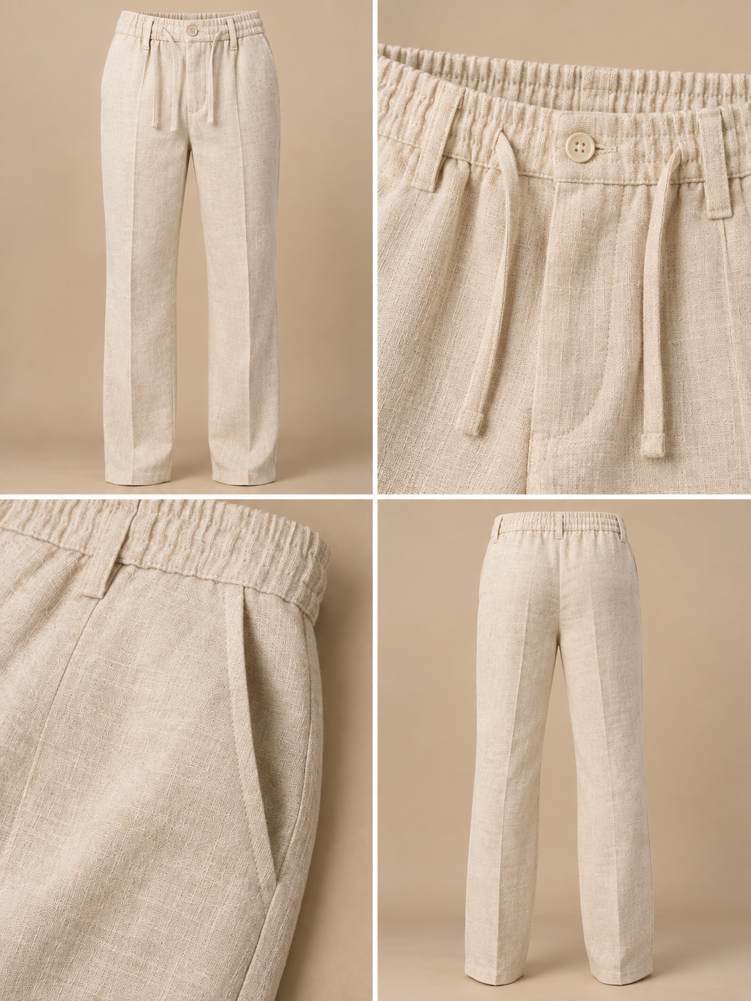 Beige Linen Shirt & Pant Set