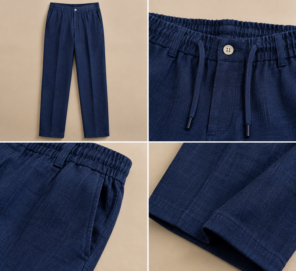 Navy Linen Shirt & Pant Set