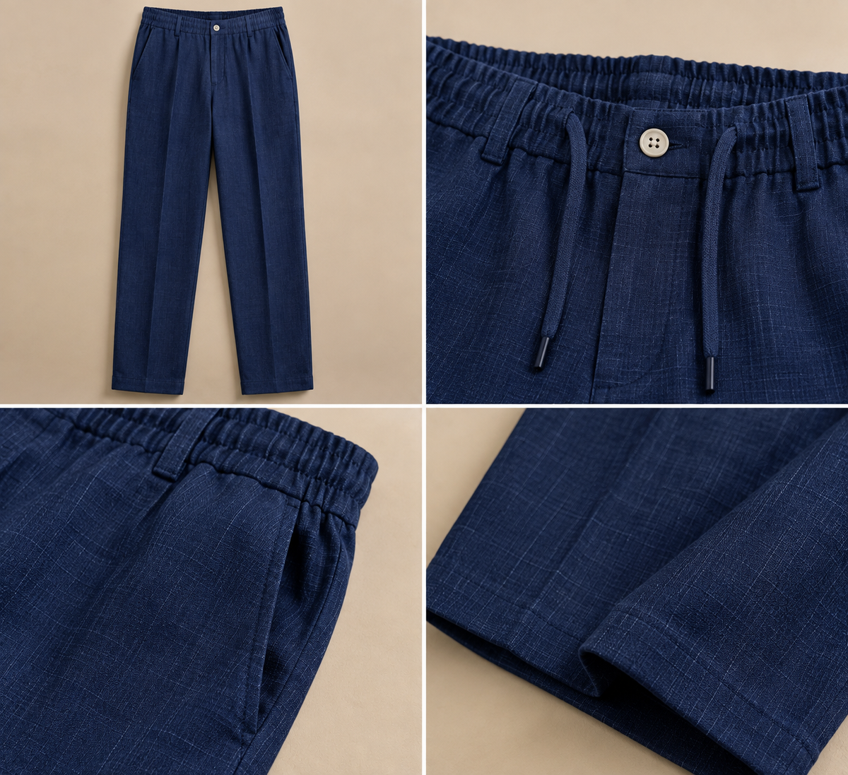 Navy Linen Shirt & Pant Set