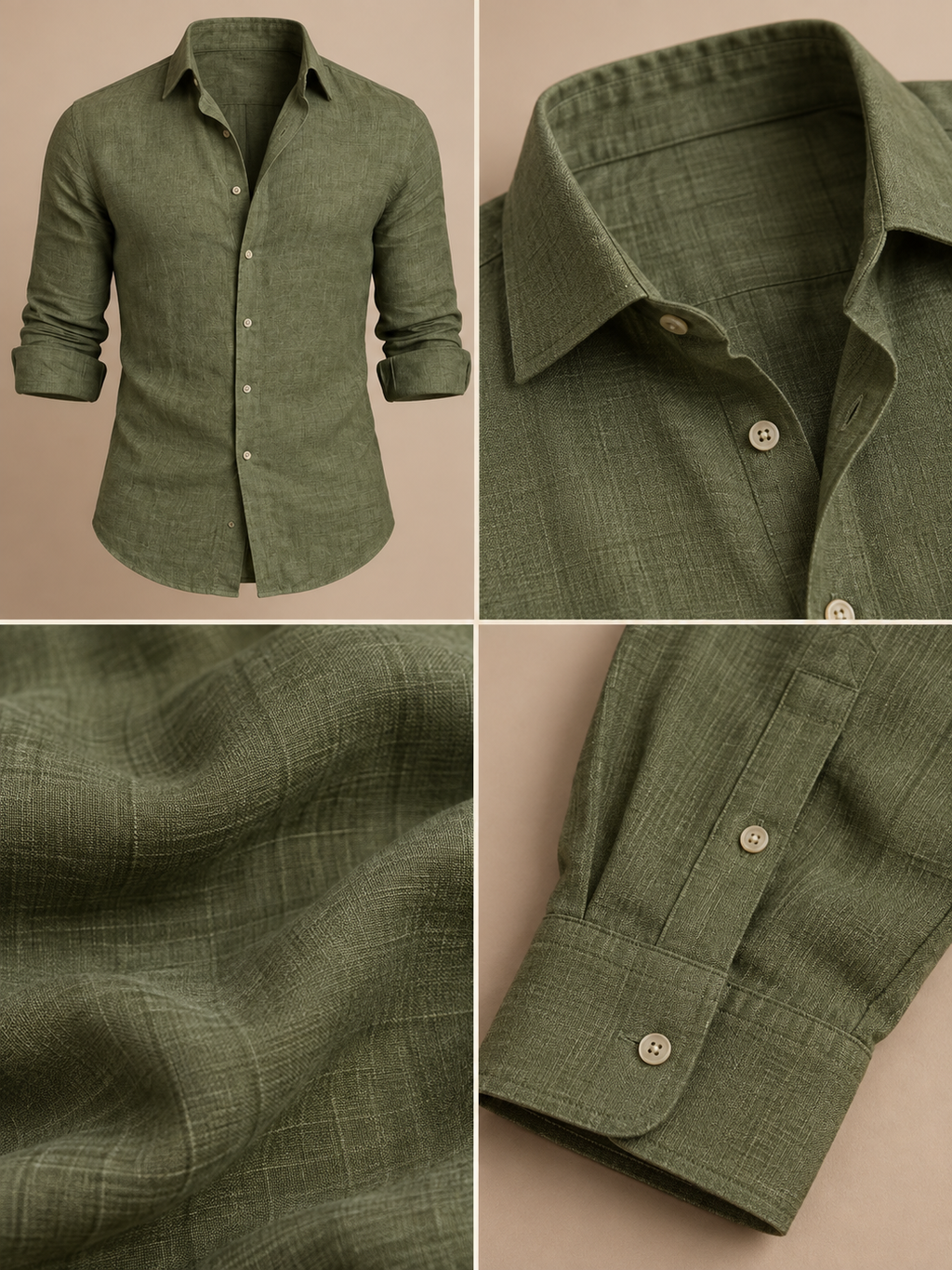 Green Linen Shirt & Pant Set