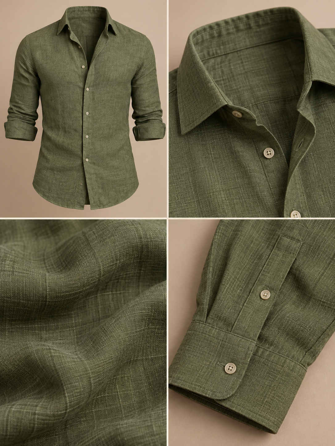 Green Linen Shirt & Pant Set